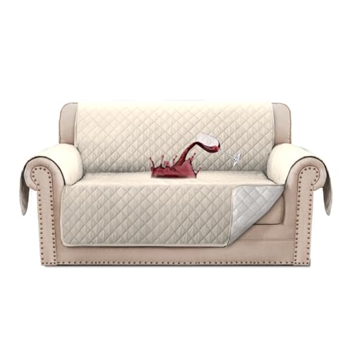 XHDZSW Sofabezug wasserdichte Sofaüberwurf Antirutsch Sofahusse Sofaschoner rutschfest Mit Armlehnen Haustier Sofa überwurf Couch überzug für Sofa (Weiß,2 Sitzer) von XHDZSW