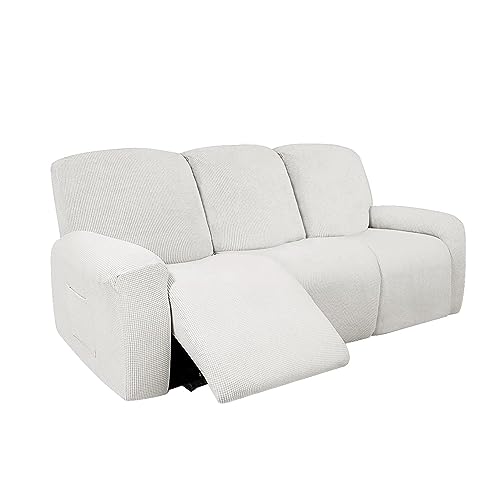 XHDZSW Stretch Bezug für Liegesessel, Liegestuhlbezug Sesselhusse, Anti-Rutsch-High Stretch Relaxsessel bezüge Couchbezug. (Elfenbeinweiß,3 Sitzer) von XHDZSW