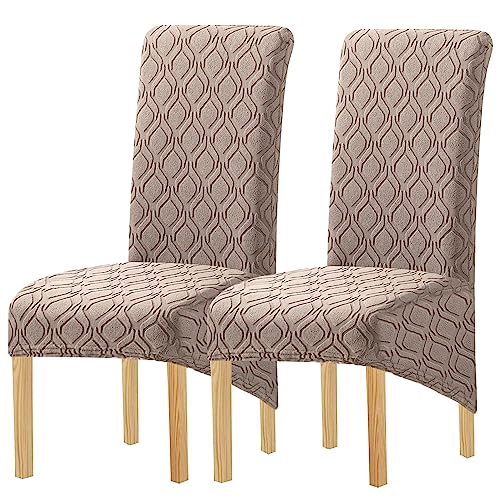 XHDZSW Stuhlhussen, Stretch Stuhlbezug für Esszimmerstühle, Jacquard Husse Abnehmbare Stuhlbezug Abdeckung Esszimmer, für Bankett Deko und Hochzeit Partys (Sandfarbe,Pack of 2) von XHDZSW