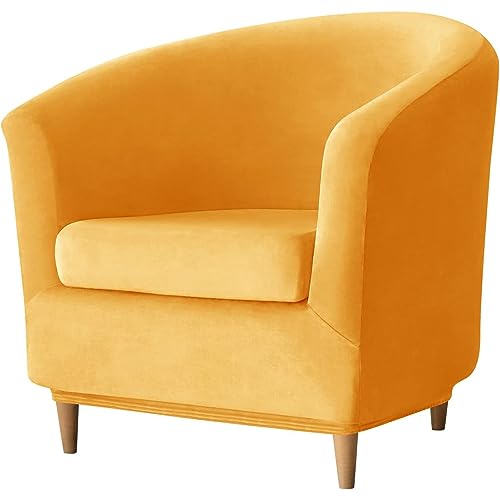 XHDZSW Tub Club Stuhlbezüge, Sessel Überzug Elastisch Samt Clubsessel Entfernbar Waschbar Stretch Sesselbezug Möbelschutz für Bartheken (Gold,2 Stücke) von XHDZSW