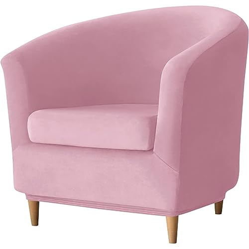 XHDZSW Tub Club Stuhlbezüge, Sessel Überzug Elastisch Samt Clubsessel Entfernbar Waschbar Stretch Sesselbezug Möbelschutz für Bartheken (Rosa,2 Stücke) von XHDZSW