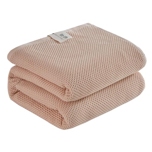 XHDZSW Waffeldecke Baumwolle, leicht atmungsaktiv kuschelweich Tagesdecke überwurf Decke, Wendedecke Sofadecke Couchdecke für Couch Bett (Hellrosa,100x150cm) von XHDZSW