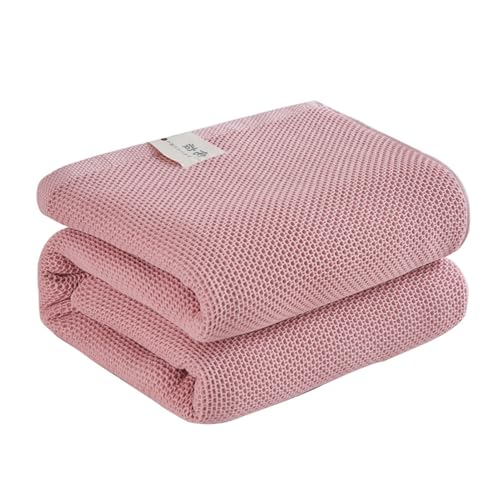 XHDZSW Waffeldecke Baumwolle, leicht atmungsaktiv kuschelweich Tagesdecke überwurf Decke, Wendedecke Sofadecke Couchdecke für Couch Bett (Rosa,150x200cm) von XHDZSW