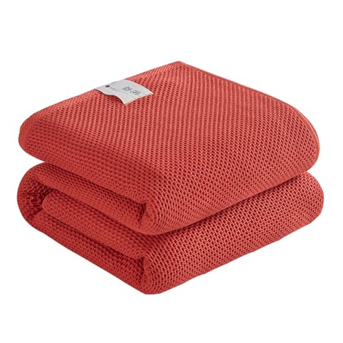 XHDZSW Waffeldecke Baumwolle, leicht atmungsaktiv kuschelweich Tagesdecke überwurf Decke, Wendedecke Sofadecke Couchdecke für Couch Bett (Rot,200X230cm) von XHDZSW