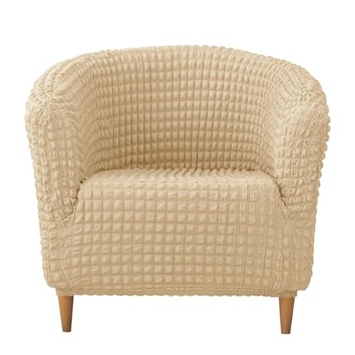 XHDZSW Wannenstuhl Bezug | Club Chair Stretch Sesselhusse | Sesselschoner Elastisch Sesselüberwurf | Sofabezug | Cocktailsessel Hussen Couch Überwurf Sesselbezug (Beige) von XHDZSW