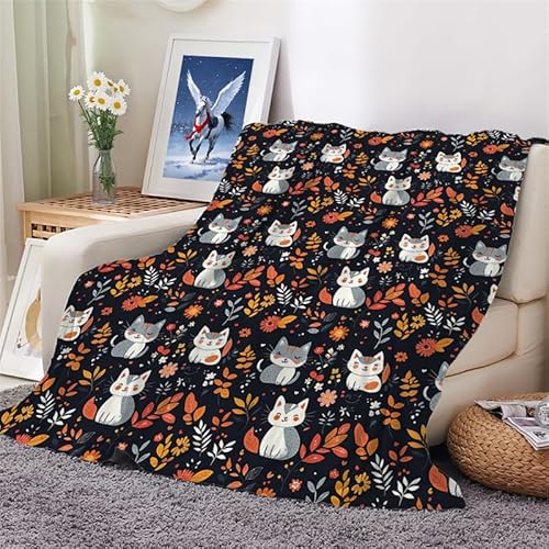 Flanelldecke Niedliches Haustier Cartoon Kätzchen Decke Couch Bett Sofa Fleecedecke Super Soft Fuzzy Warm Cozy Fleece Decke Dekorativ Wohnzimmer - 70x100cm von XHENTAI