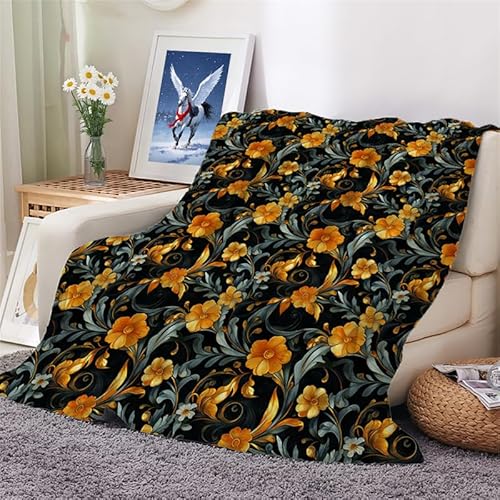 Kuscheldecke Goldene Blüten Flauschige Decke Microfaser Warm Weich Fleecedecke Wohndecke Dicke Flanelldecke Sofadecke Couchdecke Kinder Erwachsene Winter - 70x100cm Kuscheldecke Goldene Blüten Flauschige Decke Microfaser Warm Weich Fleecedecke Wohndecke Dicke Flanelldecke Sofadecke Couchdecke Kinder Erwachsene Winter - 70x100cm von XHENTAI