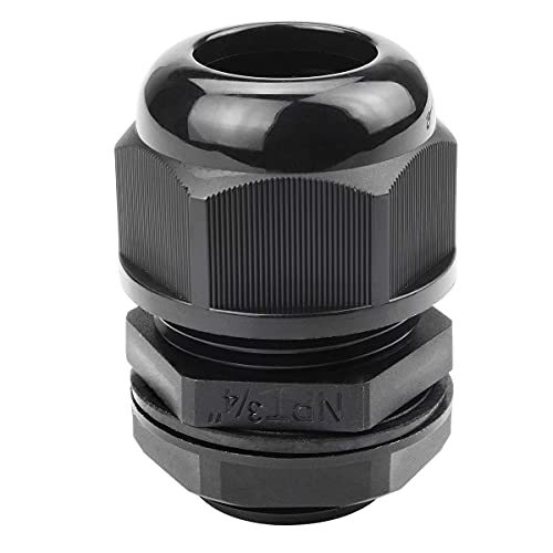 XHF 2 Stück 1,9 cm IP68 Zugentlastung Nylon Cord Grip NPT Kabelverschraubungen verstellbar UL-gelistet und RoHS-konform (schwarz) von XHF