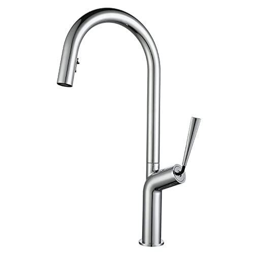 Ausziehbare Küchenarmatur, 360 ° schwenkbar, Küchenspüle, Wasserhahn mit Doppelfunktion, verdeckter ausziehbarer Sprühkopf, Messing, Einhandmischbatterie, heiß und kalt, Schwarz (Farbe: Cromo) von XHFTFNLTI