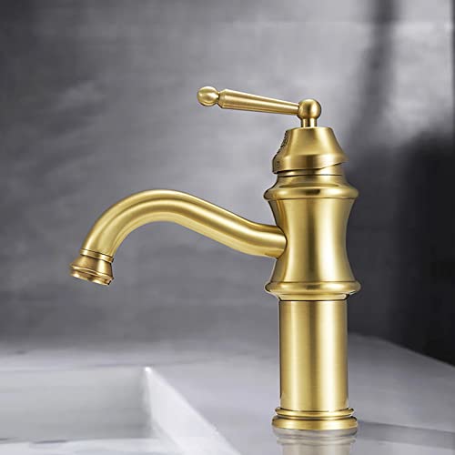 Badezimmer-Waschbeckenarmatur, aus Kupfer, antiker europäischer Stil, für Waschbecken, Einhand-Badezimmerarmatur, Warm- und Kaltwassenmischbatterie, Gefäß-Waschbeckenarmatur, Badezimmer-Armaturen für von XHFTFNLTI