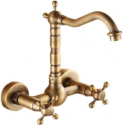 Blackend Wandhalterung Waschtischarmaturen Doppelgriffe Mischbatterie Warm-Kaltwasser-Mischbatterie für Küche 360 Grad Drehung Küchenarmatur Blackend Wandhalterung Waschtischarmaturen Doppelgriffe Mischbatterie Warm-Kaltwasser-Mischbatterie für Küche 360 Grad Drehung Küchenarmatur von XHFTFNLTI