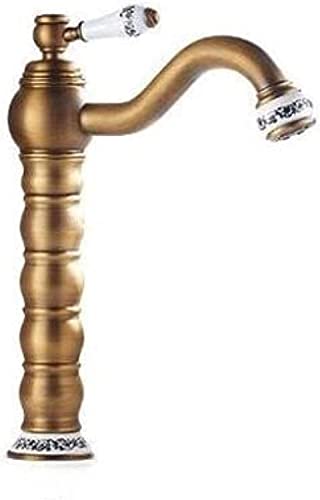 Europäische pastorale rustikale Kupfer-360-Grad-Schwenkarmatur, Badezimmer-Theken-Kunst-Arbeitsplatten-Mischbatterie, Keramikgriff, heiß und kalt, Einhandhahn, Küchenspüle Wasserhahn von XHFTFNLTI