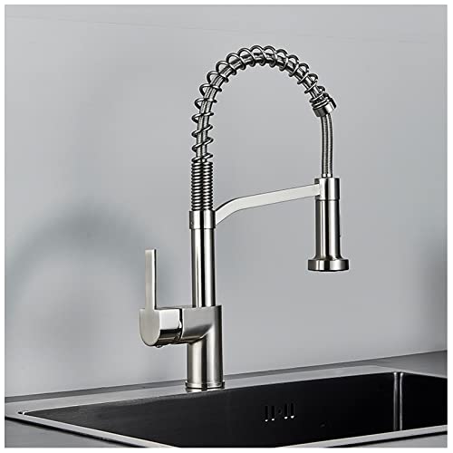 Kommerzielle Küchenarmatur mit herausziehbarem Sprüher, hoher Bogen-Einhandgriff, ausziehbare Federspüle, Küchenarmaturen mit herausziehbarem Sprüher, Messing-Küchenarmatur für Küchenspüle Kommerzielle Küchenarmatur mit herausziehbarem Sprüher, hoher Bogen-Einhandgriff, ausziehbare Federspüle, Küchenarmaturen mit herausziehbarem Sprüher, Messing-Küchenarmatur für Küchenspüle von XHFTFNLTI