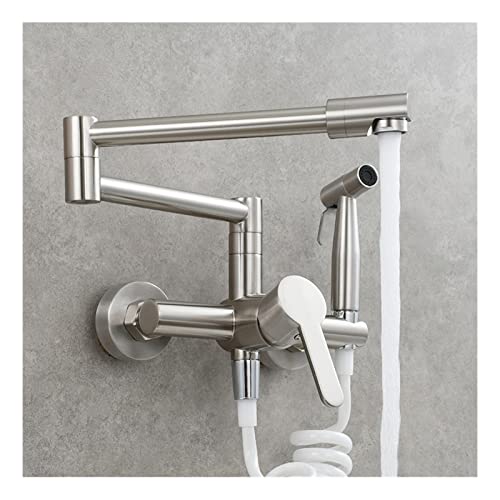 Küchenarmatur, wandmontiert, heiß und kalt, zusammenklappbarer Verlängerungshahn, Kupfer-Küchenarmaturmischer mit Bidet-Wasserhahn, Schwarz (Farbe: gebürstet) von XHFTFNLTI