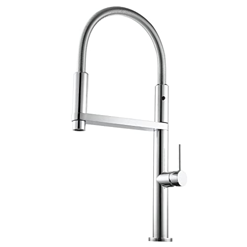 Küchenarmatur mit Doppelauslauf, 360° schwenkbar, Küchenspüle, Wasserhahn mit Doppelfunktion, herausziehbarer Sprühkopf, Messing Einhebelmischer für heiße und kalte Küche, Chrom-Finish von XHFTFNLTI