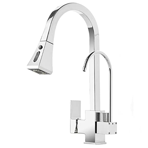 Küchenarmatur mit Trinkwasserhahn, 360 ° schwenkbarer Auslauf, hoher Bogen, ausziehbarer Küchenspüle, Wasserhahn mit 2 Modi, Messing, Einhandgriff, heiß und kalt, Küchenmischbatterie, Schwarz (Farbe von XHFTFNLTI