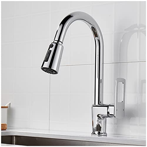 Küchenarmaturen, Hochbogen-Küchenarmatur mit herausziehbarem Sprüher, Dreifunktions-Wasserhahn für Küchenspüle, Küchenarmaturen mit herausziehbarem Sprüher, Vollkupfer-Küchenarmatur mit Sprüher, Grau von XHFTFNLTI
