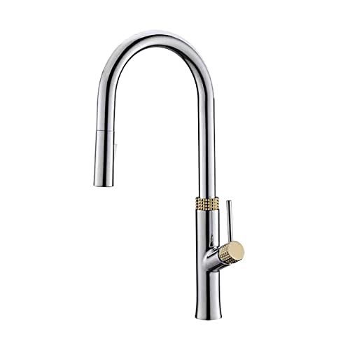 Küchenarmaturen, Messing-Küchenarmatur mit herausziehbarem Sprüher, Einhand-Küchenspüle, ausziehbarer Küchenarmatur, Topffüller, Doppelfunktion-Küchenarmatur für Küchenspüle, Schwarz (Colo von XHFTFNLTI