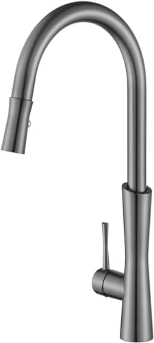 Küchenarmaturen, kommerzielle Küchenspüle aus massivem Messing, Einhebel-Küchenspüle, Küchenarmatur mit herausziehbarem Sprüher, Bifunktionaler Küchenarmatur für Küchenspüle, Schwarz-Rot (Farbe: von XHFTFNLTI