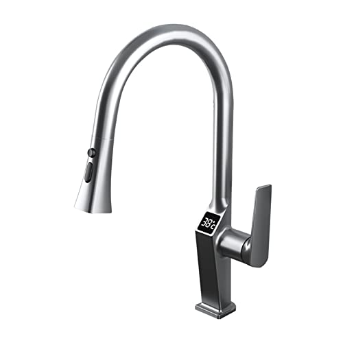 Küchenarmaturen mit herausziehbarem Sprüher, hochbogenförmiger ausziehbarer Küchenarmatur mit Sprüher, Messing-Küchenspüle-Armaturen mit herausziehbarem Sprüher, zwei Arten von Wassermodus-Wasserhahn von XHFTFNLTI