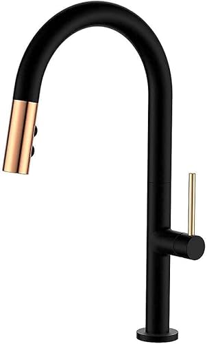 Küchenarmaturen mit herausziehbarem Sprühkopf, Mischbatterie, 2 Funktionen, Küchenspüle, Messing, heiß und kalt, Einhebel-Drehgelenk, Wasserhahn-Weiß (Farbe: 2) von XHFTFNLTI