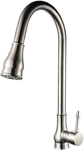 Küchenspüle, Wasserhahn, Einhebel-Brause, Einloch-Sprühkopf, 360° drehbar, Küchenspüle, Mischbatterie, Chrom mit massivem Messing von XHFTFNLTI