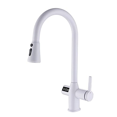 Küchenspüle Armaturen mit digitaler Temperaturanzeige, Küchenarmaturen, Küchenarmatur mit herausziehbarem Sprüher, 360 Grad schwenkbarer Spültischarmatur, Messing-Küchenarmatur, Wasserhahn für von XHFTFNLTI