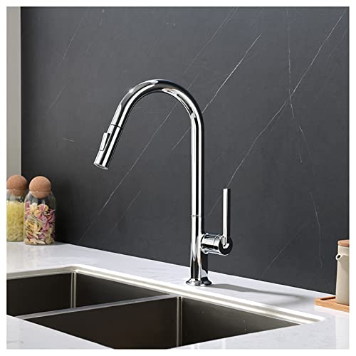 Küchenspüle-Wasserhahn, Küchenarmaturen mit herausziehbarem Sprüher, Doppelfunktions-Wasserhahn für Küchenspüle, hoher Bogen, Einhand-Küchenarmatur mit herausziehbarem Sprüher, Messing-Küchenarmatur von XHFTFNLTI