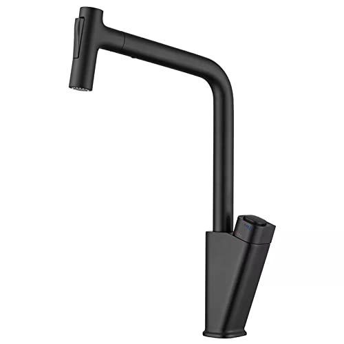 Küchenspüle Wasserhahn mit 2 Modi, ausziehbarer Sprühkopf, Messing, drehbar, Küchenarmatur mit Temperaturspeicherfunktion, Druckschalter, Warm- und Kaltwasser-Küchenmischbatterie, Schwarz (Farbe: Nero Küchenspüle Wasserhahn mit 2 Modi, ausziehbarer Sprühkopf, Messing, drehbar, Küchenarmatur mit Temperaturspeicherfunktion, Druckschalter, Warm- und Kaltwasser-Küchenmischbatterie, Schwarz (Farbe: Nero von XHFTFNLTI