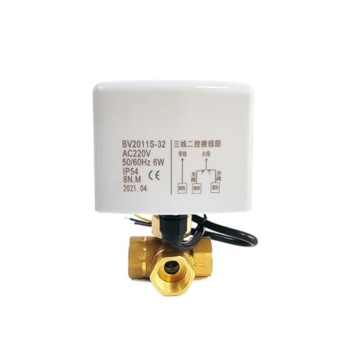 Ventil 1/2 3/4 1 1-1/4 1-1/2 Messing Elektrischer Kugelhahn Dreidraht-System Zwei-Wege-Steuerung 3-Wege 220 V 24 V 12 V (24 V DC, 3,8 cm) von XHFTFNLTI