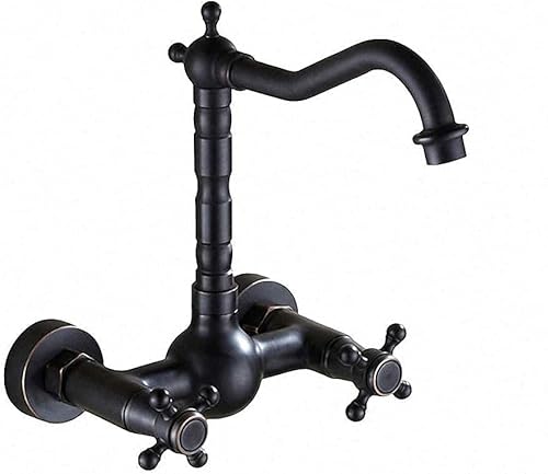 Wandmontage, Waschtischarmaturen, Doppelgriffe, Mischbatterie, Warm- und Kaltwasser-Mischbatterie für Küche, 360 Grad drehbar, Küchenarmatur von XHFTFNLTI