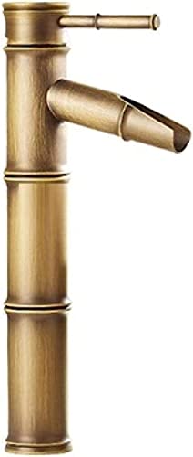 Waschbeckenarmatur Badarmatur Messing Waschtischarmaturen Luxus Wasserhahn Hoch Bambus Warmes Kaltwasser mit Zwei Rohren Küche Outdoor Garten Waschbecken Waschbecken von XHFTFNLTI
