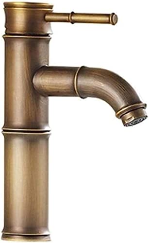 Waschbeckenarmatur Badarmatur Messing Waschtischarmaturen Luxus Wasserhahn Hoch Bambus Warmes Kaltwasser mit Zwei Rohren Küche Outdoor Garten Waschbecken Waschbecken von XHFTFNLTI