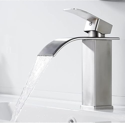 Wasserhähne, Waschtischmischer, Waschbeckenarmatur, Waschbeckenarmatur, gebürsteter Einhandmischer, Kalt- und Warmwasserhähne für Badezimmer, Küche (Farbe: gebürstet - 6139) von XHFTFNLTI