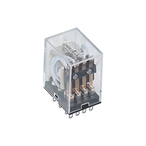 XHFTFNLTI MY4 kleines elektromagnetisches Relais, Leistungsrelais, DC12 V, DC24 V, AC110 V, AC220 V, Spule, 4 NO, 4 NC, DIN-Schiene, 14-polige Basis-Mini-Relais (nur AC 110 V), 1 Stück von XHFTFNLTI