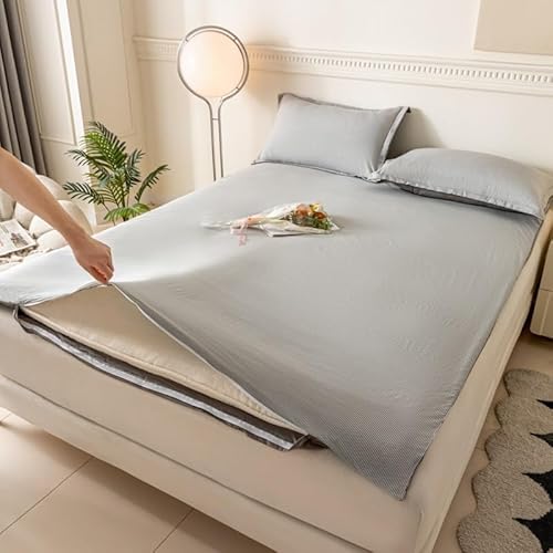 Futon-Matratzenbezug mit Reißverschluss, Matratzenauflage, japanischer Futon-Matratzenbezug for Bodenmatratzen, Gäste-Tatami-Matratzenbezug, waschbarer Schlafmattenschutz(Gray,120x200cm(47x79inch)) von XHHBS