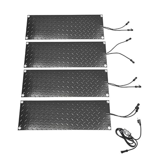 Schneeschmelzmatten im Freien for Gehwege, 3 -Zoll/H -Schmelzrate for die meisten Eingänge, Eisschmelzpolster mit Netzkabel(Black-4 Pcs,10inx35.4in) von XHHBS