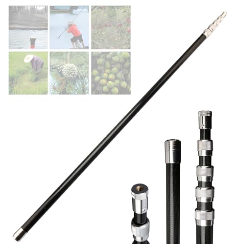 Ultraleichte Teleskopstange Mehrzweck-Teleskopstangen aus Edelstahl Stabile ausziehbare Stange Obstpflücker-Verlängerungsstange mit einem Standard-8-mm-Gewindeanschluss oben(Schwarz,5.0M/16.4ft) von XHHBS