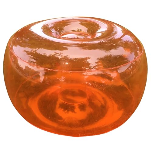 XHHBS Aufblasbarer Hocker Outdoor Runde Fußstütze Fußhocker mit Fußpumpe, Portable for Patio Reisen Camping Strand Urlaub Schwimmbad(Orange) von XHHBS