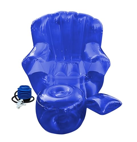 XHHBS Rosa aufblasbares PVC-Sofa, Faltbare Luftcouch for Terrasse, Hof, Pool, tragbare Möbel, transparenter aufblasbarer Stuhl mit Pumpe(Blue) von XHHBS