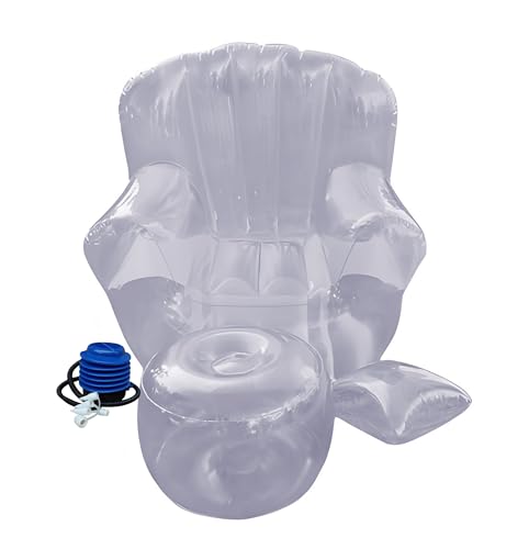 XHHBS Rosa aufblasbares PVC-Sofa, Faltbare Luftcouch for Terrasse, Hof, Pool, tragbare Möbel, transparenter aufblasbarer Stuhl mit Pumpe(Clear) von XHHBS
