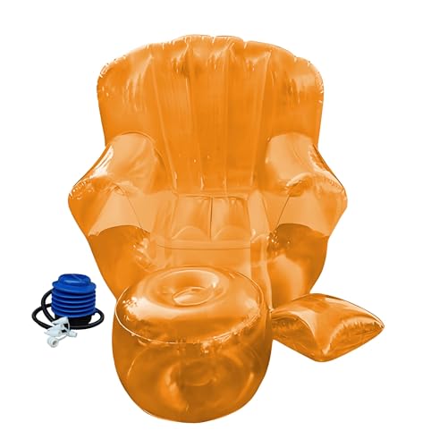 XHHBS Rosa aufblasbares PVC-Sofa, Faltbare Luftcouch for Terrasse, Hof, Pool, tragbare Möbel, transparenter aufblasbarer Stuhl mit Pumpe(Orange) von XHHBS