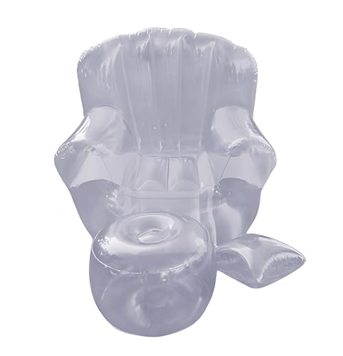 XHHBS Transparentes aufblasbares Sofa, tragbare Luftcouch for den Innen- und Außenbereich, Campingstrand, Leichter aufblasbarer PVC-Stuhl mit Pumpe(Clear) von XHHBS