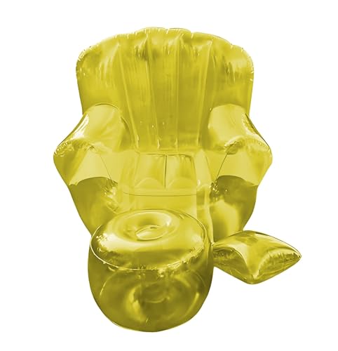 XHHBS Transparentes aufblasbares Sofa, tragbare Luftcouch for den Innen- und Außenbereich, Campingstrand, Leichter aufblasbarer PVC-Stuhl mit Pumpe(Yellow) von XHHBS