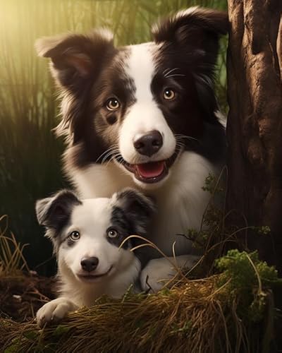 XHHZ Diamond painting 5D set für kinder,tierischer Border Collie,5D DIY Diamond Painting Full Set für Home Wand Décor,Geschenk 40x50cm von XHHZ