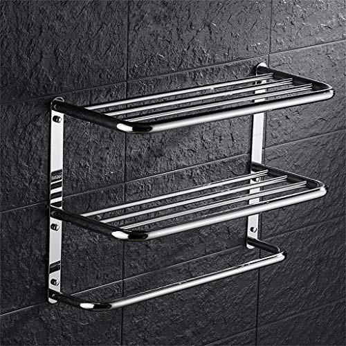 XHKJGS 304 Edelstahl 3 -Tier -Wand -Badezimmerregal mit Handtuchregal Chrome Badezimmerregale (77 cm) von XHKJGS