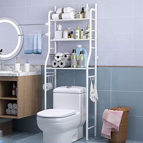 XHKJGS Badezimmerspeicher Veranstalter über Toiletten freistehende Waschmaschinenlagerregal mit verstellbarem Regalhandtuch Hanging Schwenkstabbodenständer für kleine Räume von XHKJGS