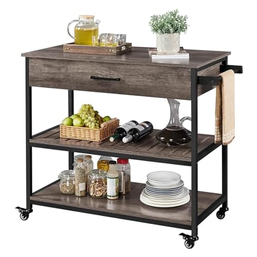 XHKJGS Kitchen Island Storage Trolley Cart mit abschließbarem Handtuchregal und 3 -Tier -Utility Rolling Cart XHKJGS Kitchen Island Storage Trolley Cart mit abschließbarem Handtuchregal und 3 -Tier -Utility Rolling Cart von XHKJGS