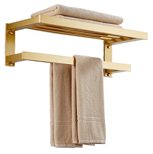 XHKJGS Moderne Gold Aluminiumlegierung Doppel Handtuch Riegel Regal Wandhalterung Badezimmer Dekoration Handtuchhalter 50 cm von XHKJGS