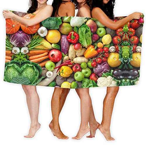 Frisches Obst und Gemüse Handtücher (132,1 x 81,3 cm), extra groß für Frauen, superfeine Faser, sehr saugfähig und schnell trocknend – super weich von XHLXZYM